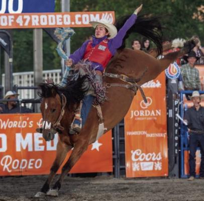 Sul Ross State University rodeo rider Brandon Lansford competes in a saddle bronc event. Courtesy photo