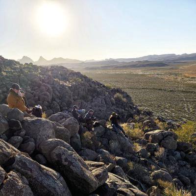 Borderlands Research Institute graduate students Jake Gowdy and Matt Hewitt recently spent time aiding Wildstar and Fin&amp;Fur Films with their filming efforts on black bears in the Trans-Pecos. Both Gowdy and Hewitt are working on this multifaceted black bear project. Photo courtesy of BRI