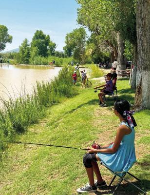 Saturday afternoon during Marathon’s 4th of July celebration at Post Park, 34 kids signed up to enter the annual fishing contest. Photo courtesy of Kelly Springfield