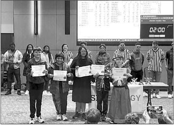 Alpine Middle School robotics team in the elementary category was awarded the GEAR Head Award recently at a competition held at Texas Tech in Lubbock. Pictured are Brody Warren, Rhyder Vasquez, Sayuri Sanchez, David De Lao, and Isaac Wonsowski. Courtesy photo