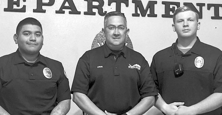 The Alpine Police Department welcomed two new officers to the force last week. Officers Zack Juarez and Zack Hirst are recent graduates of the Joaquin Jackson Law Enforcement Academy. They are pictured here with APD Chief of Police Darrell Losoya. Courtesy photo