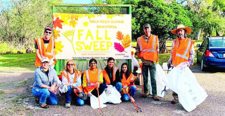 Volunteers and Alpine community members pause for a photo during the Fall Sweep community clean-up event held on Oct. 15 outside Kokernot Lodge. Trash to the tune of 350 pounds were collected during the trash-off thanks to the efforts of volunteers who did their part to keep Alpine beautiful. Courtesy photo