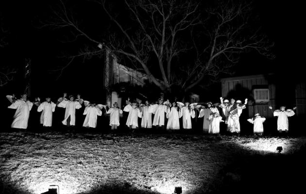 In years past, angels sing in celebration of the birth of Jesus during the Live Nativity. Held annually at Kokernot Lodge, this event is sponsored by Michaels’s Mountain Ministry. Photo by Marcy Stueve