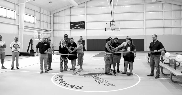 Officials cut the ribbon at the new Terlingua CSD gym on Aug. 12. Architects JSA and contractor Imperial Construction donated school supplies during the event. Courtesy photo