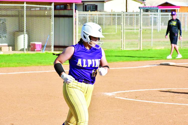 Rikki Vega runs to base during the Lady Buck’s last district home game. Courtesy photo