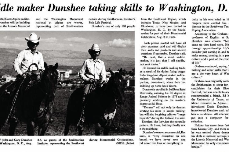 The story as it originally ran July 8, 1976, in the Alpine Avalanche.
