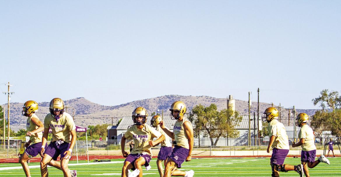 The Alpine Bucks are putting in hard work on the field this week, perfecting drills, as they prepare for the 2026 High School football season. Photo by Kara Gerbert