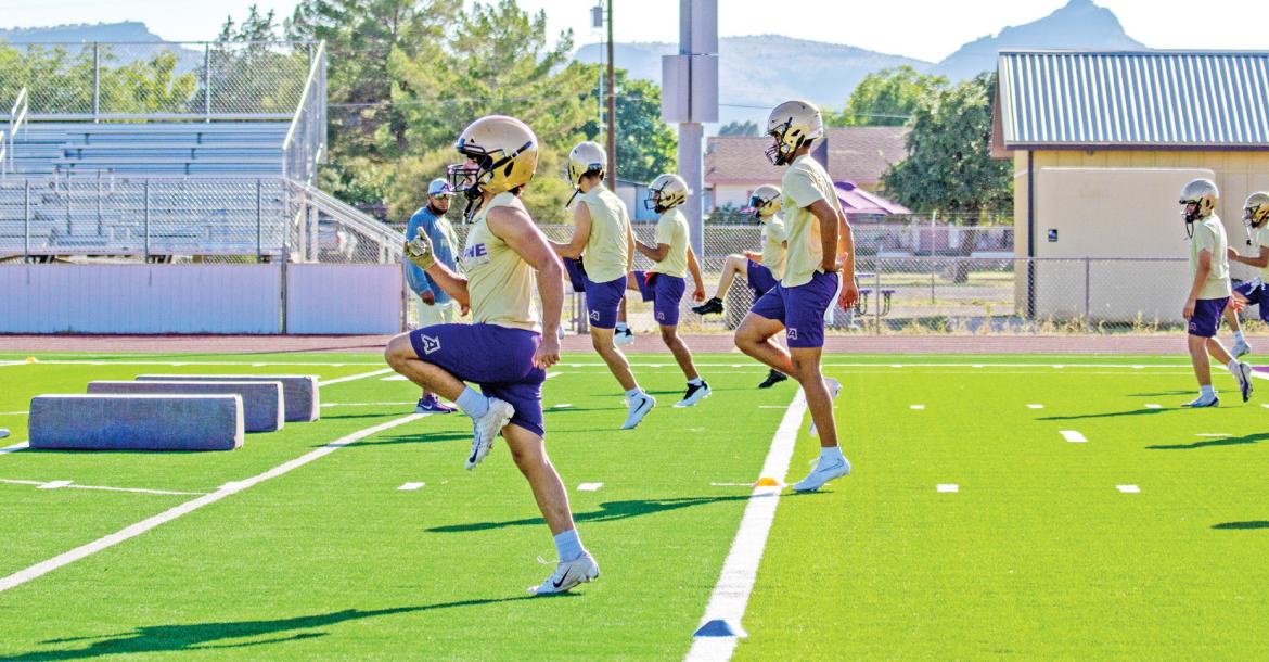 The Fightin’ Bucks have been hard at work during evening practices under the watchful eyes of Head Coach Jerry Dominguez and Coach Llanez. Photo by Kara Gerbert